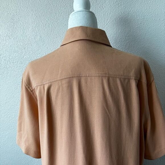 Silk Icon Peach Shirt Short Sleeve 100% Silk Pocket SZ L - Picture 6 of 11